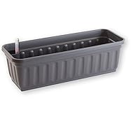 Alpfa Blumenkasten Blumenkübel mit Wasserspeicher + Füllstandsanzeige, Terra, Weiß, Anthrazit (60cm, Anthrazit)