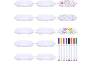 SATINIOR 10 Pieces White Eye Sleep Sublimation Coverings Sleep Shade Blindfold Soft Eye Covering Color Your Own Eye Covering with 8 Pieces Fabric Marker Pens for Sleeping Travel Team Games Party Supply