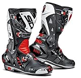 Tecno tensor de becerro Sidi Sidi Vortice Botas para Motocicleta, Negro/Rojo/Blanco, 45