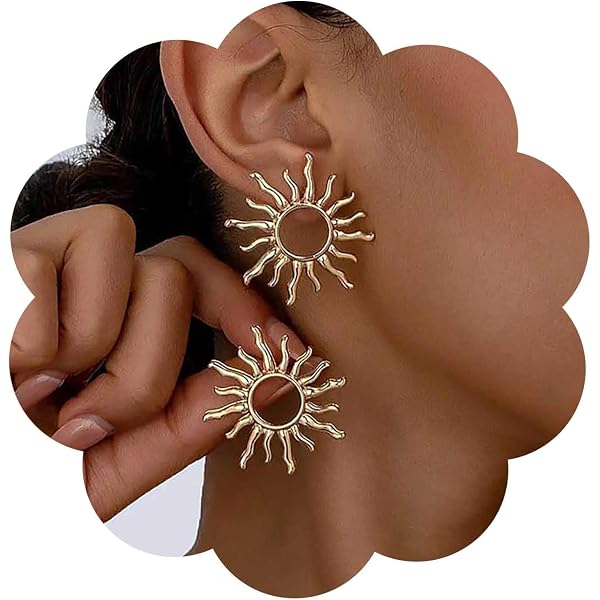 Orecchini Grandi Cerchio Sole Boho - Oro, Vuoti, In Lega Ipoallergenica, Gioielli Donna Per Feste E Matrimoni