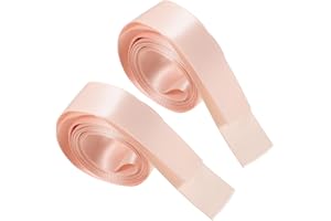 Kisangel Ballet Shoe Ribbons 2Pcs 7/8 Inch Wide Satin Pointe Shoe Laces for Women Girls, Light Pink Sew-on Ribbons for Ballet Flats, Stage Performance & Practice