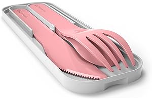 MONBENTO - Zestaw sztućców do Lunch Box MB Pocket Blush - 3 Elementy Widelec Nóż Łyżka - Sztućce Nomades - Idealne do pracy/szkoły lub na piknik - Plastik ulegający biodegradacji - Różowy