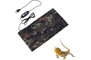NEKOSUKI Reptile Heating Mat, 11x6 inch USB Waterproof Reptile Heat Pad Under Terrarium with 3 Levels Temperature Control, Japanese Carbon Fiber Heat Mat for Turtle, Tortoise, Snakes, Lizard, Gecko