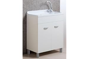 Bonussi Mobile Lavatoio in ABS 70x40x90 cm 2 Ante Ambrosini Doris Bianco Opaco
