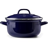 BK Indigo Dutch Heritage Round German Enamelled Casserole with Lid with PFAS-Free Ceramic Non-Stick Coating 24 cm/4.2 Litres Induction Dishwasher Safe Oven-Safe Cobalt Blue