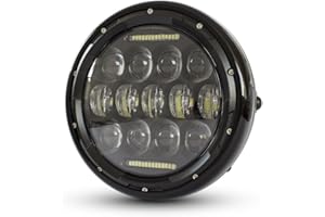 Alchemy Parts Motorbike Projector LED Headlight 7.7 inch 196mm in Gloss Black for Cafe Racer Retro Scrambler Street Bike Roadster Gloss Black