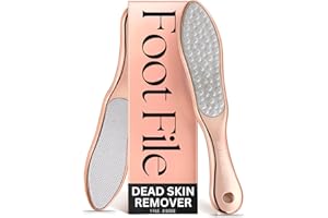 Lily England - Lima de pies para eliminar piel dura, 2 en 1 profesional y removedor de piel seca para pies, herramienta de pedicura de acero inoxidable de Lily England, oro rosa