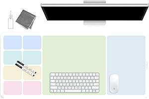 LOUKIN Tapis de bureau effaçable à sec, tapis de souris, tableau blanc d'écriture, protecteur de bureau antidérapant pour bureau, maison, école (comprend 2 marqueurs effaçables à l'eau et un chiffon