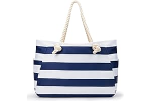 KALIDI FANCY FOREST KALIDI Large Beach Bags for Women with Zip Waterproof Beach Bag Summer Holiday Essentials Travel Tote Bag with Pockets for Women Ladies Pool Gym Shopping