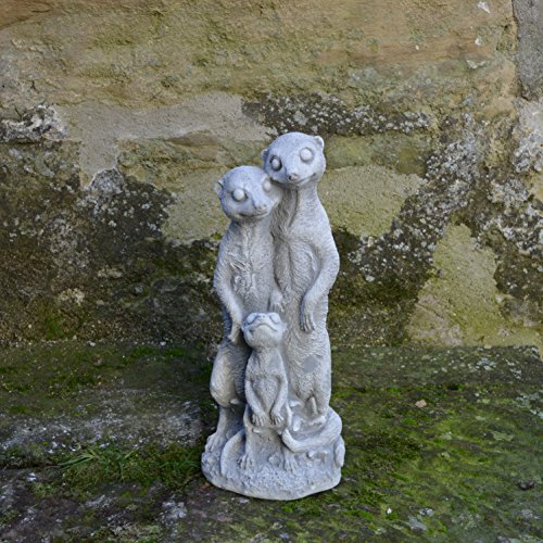 Lustige Erdmännchen Familie aus Steinguss, frostfest