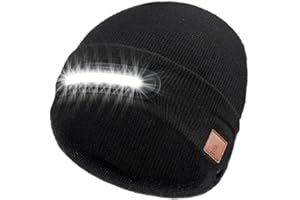 RANCOVY Bonnet LED avec lumière, Rechargeable par USB LED Lumineux Bonnet Chapeau Lampe lumières pour Hommes et Femmes