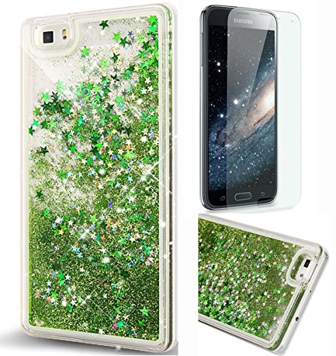 Preisvergleich Produktbild Nnopbeclik Huawei P8 Lite Hülle 3D Flüssigkeit Schutzhülle Transparent Durchsichtige Handytasche Glänzend Glitzer Star Sterne Fließen Flüssig Flüssigkeit Handyhülle Handy Hülle Case Tasche Crystal Case Durchsichtig Schutzhülle Etui Bumper Für Huawei P8 Lite + 1x Display Schutzfolie Folie