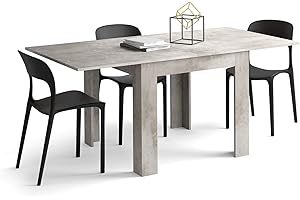 Mobili Fiver, Square extendable dining table, Eldorado, 90x(180) x90 cm, Concrete Effect, Grey, Made In Italy
