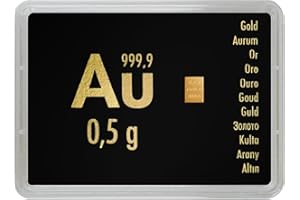 Goldstücke24 Motivbox mit echtem Goldbarren aus 999,9 Feingold – verschiedene Größen wählbar – Sammlerbarren, Anlagegold, Wertanlage & Krisenvorsorge (0,5g Gold)