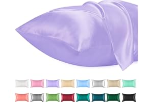 Lirex Set di 2 Federe in Raso 50x75cm, Protezione Capelli e Pelle & Antirughe, Chiusura a Busta,(Viola Chiaro)