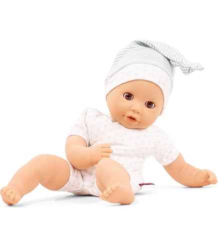Götz 2520575 Muffin Baby Christmas Candy Pop - 33 cm grote babypop met bruine slaapogen, zonder haren en zacht lichaam, 9-delige set