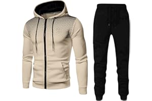 MJGkhiy Tuta Uomo Completa Felpa Con Cappuccio Due Pezzi Felpa e Pantalone Set Tracksuit Tute da Ginnastica Felpa Con Zip e Cappuccio Suit Felpata Invernale Tuta Abbigliamento Sportiva Tuta Completa