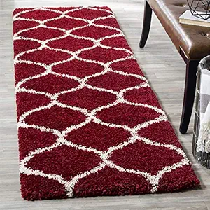 AIESY - Make Your Home Bright | Traditional Microfiber Anti Slip haggy Rugs & Carpet for Living Room, Bedroom (2'X3' Feet, Red D)