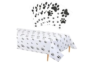 POPOYU Geburtstagsparty-Zubehör mit Hundemotiv 21 Stück Dschungel-Safari-Tieren Motto Partygeschirr Set Hundepfote-Druck Servietten und Tischdecke für Dschungel-Safari-Tieren Kindergeburtstag Party