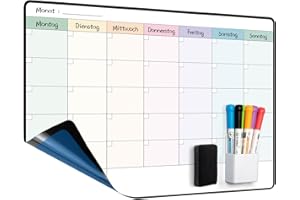 MCCORL Whiteboard Monatsplaner/Wochenplaner Abwischbar Selbstklebend für die Wand, Glas und Holz(jede glatte Oberfläche) Planungstafel, Monatskalender, Memoboard auf Deutsch 42×28cm auf Deutsch