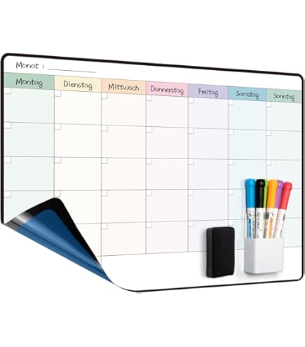 Audio-Visual Direct Magnetic Black Calendar Glass Dry Erase Board Set - Monthly Planner, Size: 24" X 36