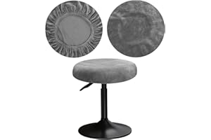 YINGAYOU Hockerbezug Rund 30-40 cm Bezug Hocker Rund Samt Luxuriöser Stoff Waschbar Dehnbar Wunderschöne Farbe für Runde und Eckige Hocker (1, Grau)