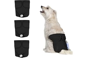 Nobleza 3X Pañales Lavables para Perros, Bragas Higiénica para Perras en Celo, Reutilizable Mascotas Sanitarios Pañal para Perros Hembras (M Cintura 35-45cm, 3 Packs, Negro)