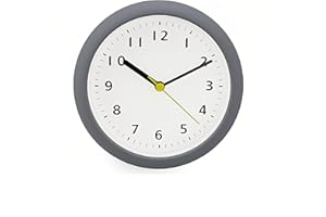 Lancoon Silent Shower Clock with Waterproof, Non-Ticking, Battery Operated with Hook Hole Foldable Stand and PVC Suction Cup for Bathroom Bedroom(Grey)