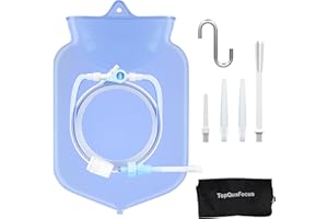 TopQuaFocus 4L Kit de Bolsa de Enema Grande para la Limpieza del Colon Bolsa de Enema de Café de Silicona Reutilizable - Tubo de 6,5 pies de largo Enemas de Limpieza de Colon