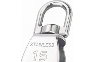 ExcInter Single Pulley M15 Steel Wheel Block Heavy Duty Pulley Roller Loading 304 Stainless Silver