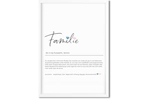 Urhome Kunstdruck Definition Familie mit Bilderrahmen Weiß in DIN A5 - Worterklärung wie im Duden Lexikon Wandbild Wanddeko mit Spruch Holz Rahmen für Wohnung Familie Freunde Geschenk