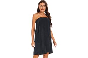 Ymmchy Women Wrap Towel Robe Wrap Spa Bathrobe Adjustable Buttons