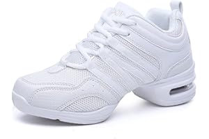 Kivors Women's Jazz Shoes Trainers Dance Shoes Lace Up Cushion Mesh Ladies Split Sole Walking Dancing Sports Sneaker Heel Shoes