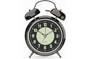 AZYH Reloj despertador fuerte para adultos que duermen pesadamente, de metal, de 4 pulgadas, funciona con pilas, para decoración de dormitorios, silencioso, sin tictac (níquel negro)