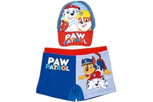 REQUETEGUAY URBAN RU Bañador Patrulla Canina para Niños + Gorra Paw Patrol | Pack de Bañador y Gorra Patrulla Canina | Bañador Tipo Bóxer para Playa o Piscina + Gorra Ajustable de Paw Patrol