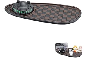 AMBEERT Car Anti Slip Mat Phone Holder, Rotatable Anti Skid Car Dashboard Pad with Temporary Parking Number, Auto Universal Phone Holder