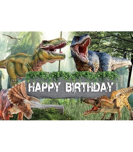 Avezano Dinosaurier-Geburtstags-Hintergrund 2,1 X 1,5 M (Baumwolle) – Für Jungen-Party, Fotohintergrund, Ohne Ständer