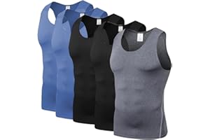 Barrageon Maglietta Compressione Uomo 5pcs Canotta Contenitiva Snellente Senza Maniche Sportivo Tank Top Fitness Canottiera Esercizio
