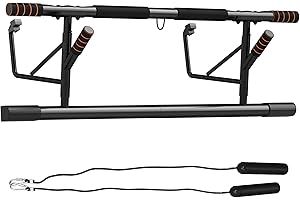 SPORTNOW Barra de Dominadas Multifuncional Barra de Dominadas de Pared con Bandas de Resistencia Carga 150 kg para Ejercicio y Entrenamiento en Casa Gimnasio Negro y Naranja