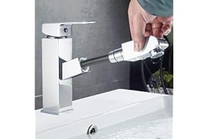 TURNAROUNDTECH Robinet salle bain douchette acier inox levier unique eau chaude et froide avec 2 tuyaux inclus mitigeur salle de bain douchette mitigeur lavabo douchette robinet lavabo douchette