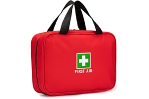 Jipemtra Red First Aid Bag Empty Travel Rescue Pouch First Responder Storage Compact Survival Medicine Bag for Car Home Office Kitchen Sport Outdoors, Red Lb