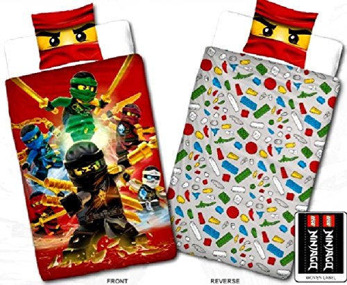 Wende Linon Kinder Bettwäsche Lego Ninjago – Fire – Neu & Ovp – 135 x 200cm + 80 x 80cm – 100% Baumwolle – Cole – Jay – Kai – Lloyd – Zane – Nya – Misako – Sensai Wu – deutsche Größe - 3