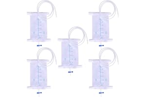 GAOUTO 5 sztuk 1000 ml worki na mocz, worek na nogę: worek na nogi worek do drenażu moczu z 2 paskami, worek na nogi z zaworem i odpływem T, worek do treningu moczu