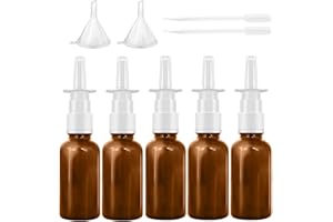 Neuytiky 5 sztuk szklanych butelek z aerozolem do nosa, 30 ml, do napełniania, wielokrotnego użytku, do perfum, olejków eterycznych, roztworu soli kuchennej