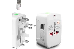 VITBEL Adattatore Universale da Viaggio,Presa Universale da Viaggio,All in One Caricatore Adattatore di Alimentazione Internazionali con 2 Porta USB per Oltre 180 Paesi USA/UK/EU/AUS (Adattatore Universale)