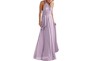 IWEMEK Womens Bridesmaid Elegant Convertible Transformer Infinity Multi Way Wrap Solid Color Cocktail Dress Off Shoulder V Neck Bandage Long Maxi Dress