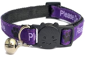 ZACAL Worded Cat Collars with Bell | Safe Quick Release Breakaway Buckle - Purple, Please Do Not Feed Me