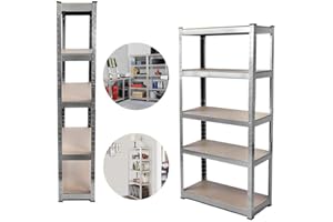 EFAN Scaffale in Metallo - 200 x 100 x 50 cm, capacità di carico massima 875 kg (175kg/Strato), Scaffale Seminterrato, Scaffalatura per Garage, Scaffali Resistenti a 5 Ripiani, Zincatura