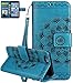 Produktbild iPhone 6 Hülle(4,7Zoll),Roreikes PU Leder Flip Wallet Cover in Book Style Stand Case Card Slot Leder TPU Innen Tasche Case Karteneinschub und Magnetverschluß Kratzfestes,3D Halbe Blume Design-Blau