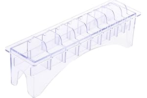 ANSELF Rectangular Plastic Blade Organizer for 10 Blades, Clipper Comb Holder Storage Case Rack, 10 Grid Base for Hair Clipper Limit Comb Guide Comb Storage Organizer